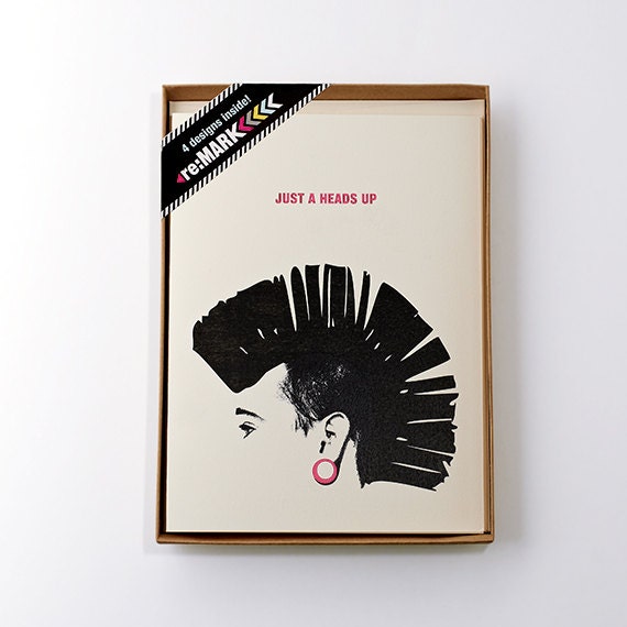 Items similar to Just A Heads Up Greeting Cards: Set of 4 on Etsy