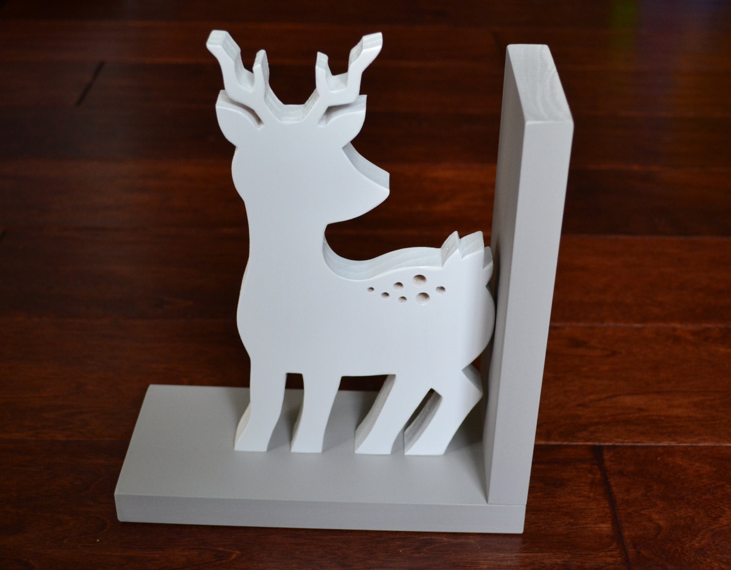 Single Grey and White Deer Bookend, Fawn Bookend, can be made with or without spots and antlers