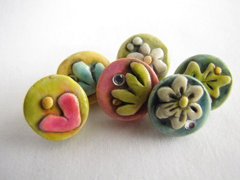 Thumb tacks -Whimsical design - polymer clay