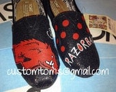 Arkansas Razorbacks Custom TOMS on Black Glitter