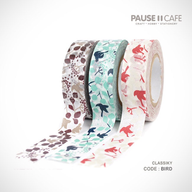 3 rolls x Classiky Washi Tape  BIRDS