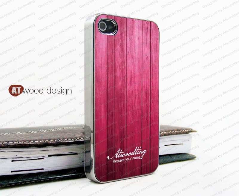 light silvery iphone 4 case iphone 4s case iphone 4 cover pink  wood texture pink style unique Iphone case design