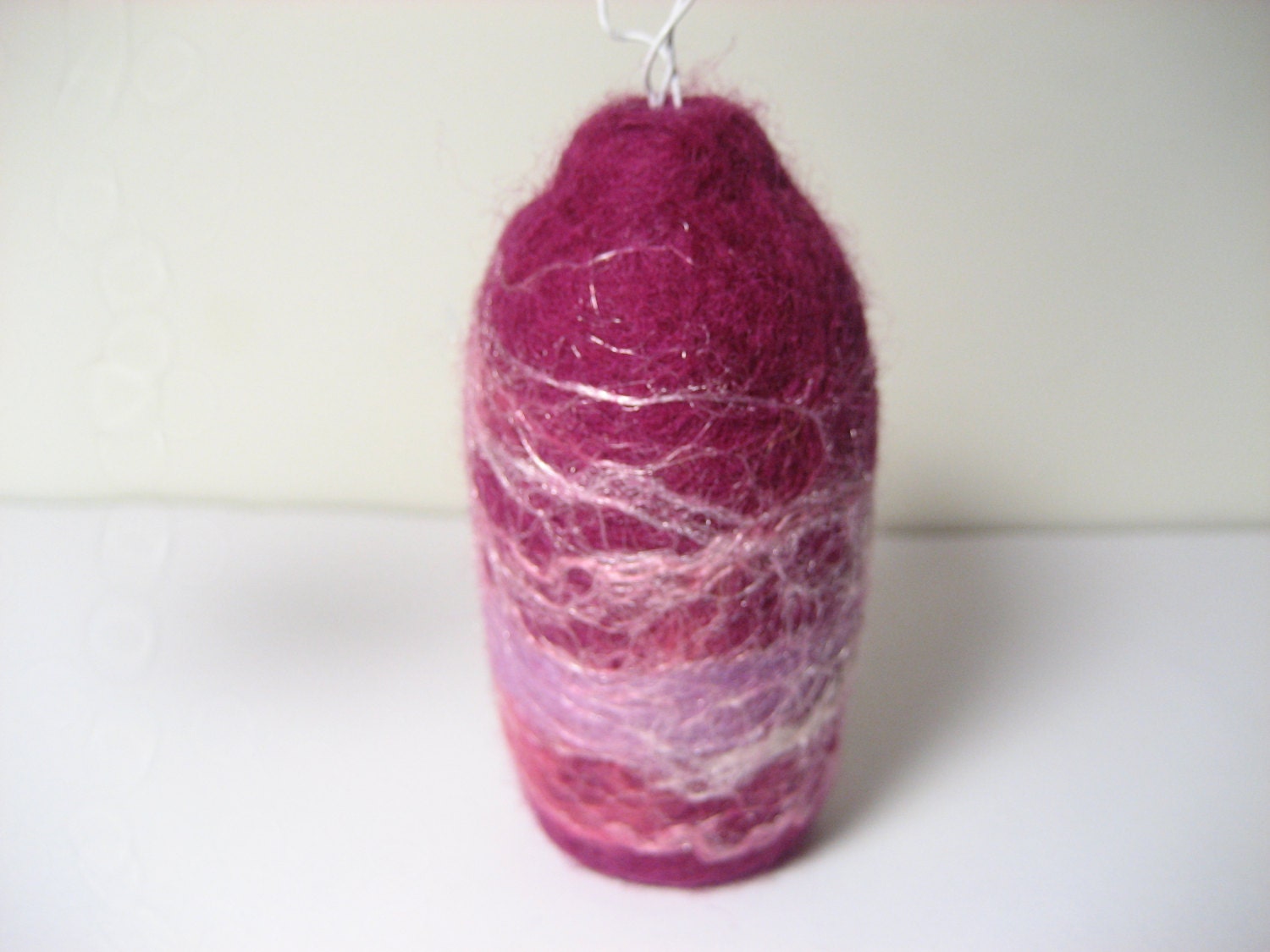 Felted tiny  vase with 3 craspedia pom pom flowers minimalist. Purple pink. Felt wool balls, glass. Easter, Mothers day Gift under 20