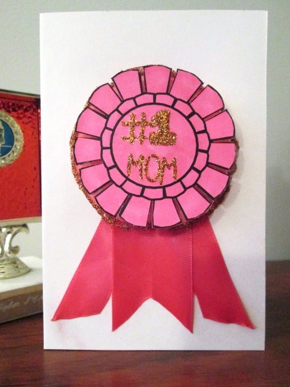 Items similar to Number 1 Mom Ribbon - Handmade Card on Etsy