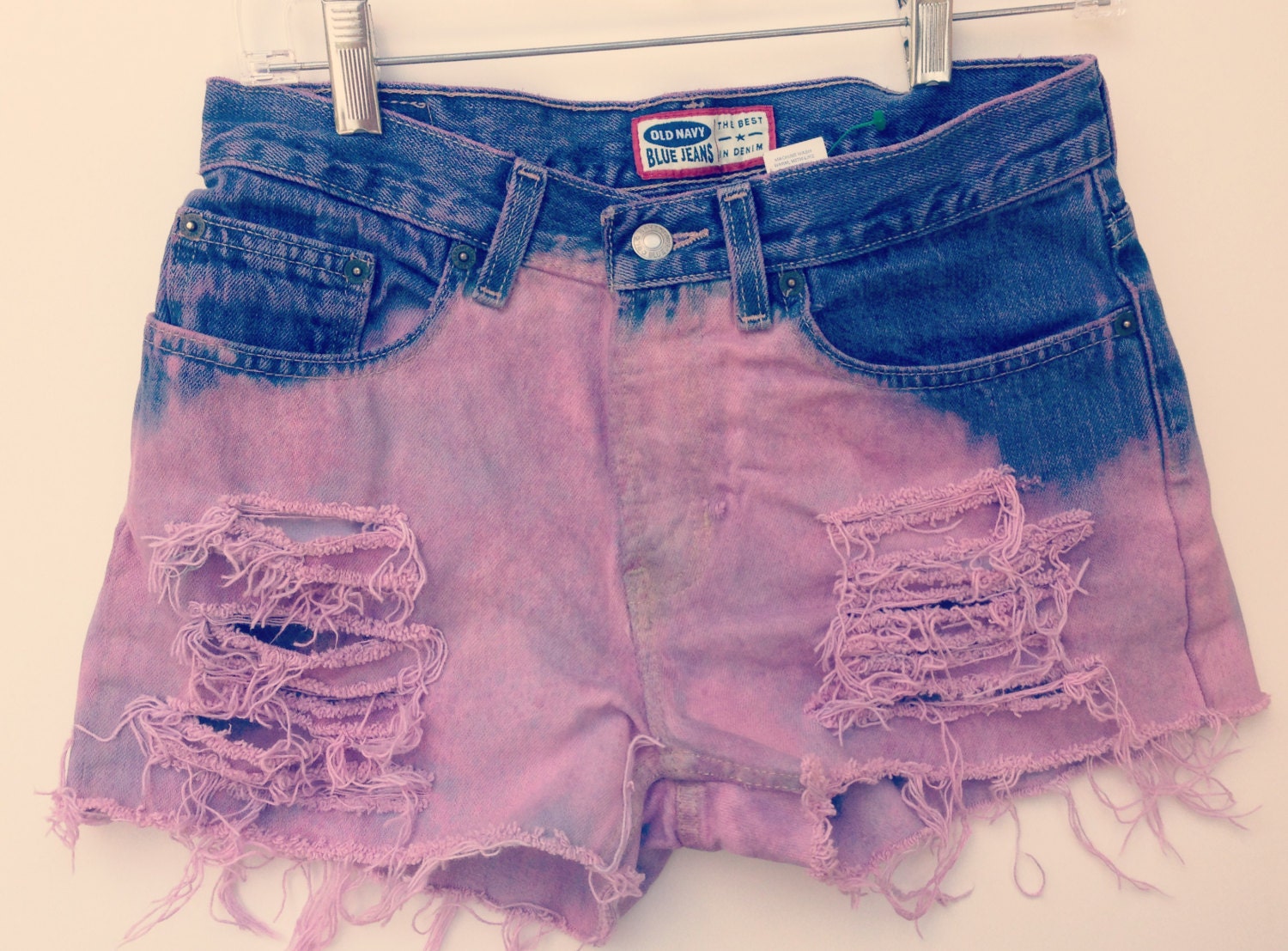 Mid Waisted Denim Shorts Dip Dyed Jean Shorts Hipster Tumblr