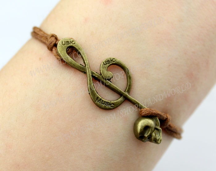 Antique Bronze Musical Note Bracelet Rope Bracelet Personalized Charm Bracelet Best Choose Gift Adjustable-N1314