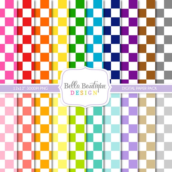 Instant Download, SEAMLESS, Gingham Checkerboard - Basic Patterns - 12x12" Digital Paper 20-Pack Il_570xn
