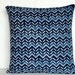 Indigo Batik Cushion -Chevron Block Print pillow in Blue 16x16 Chevron Print throw Pillow