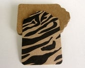 24 Craft Paper Hand Punched Tags With Black Zebra Animal Print Pattern
