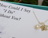 Set of 2 Flower girl card & personalized necklace GIFT SET, Flower girl NECKLACE.Personalized Flower Girl Gifts, Junior Bridesmaid Necklaces