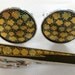 Vintage Amita Damascene Cufflink and Tie Clip Set Sterling