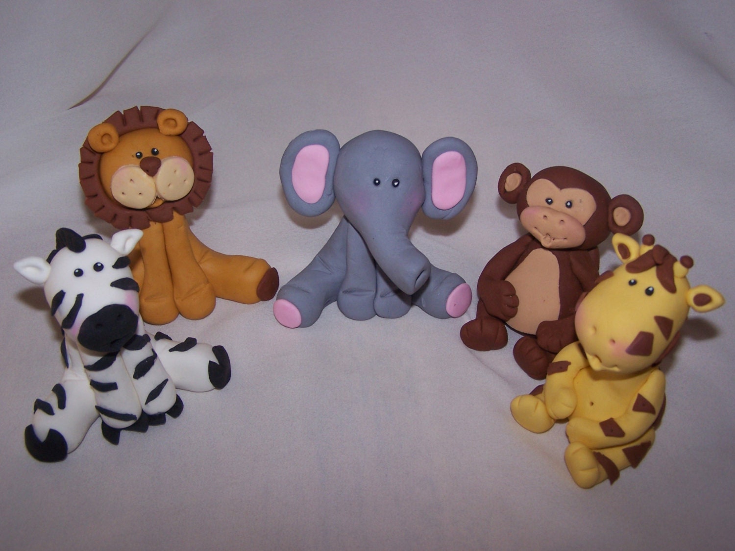Fondant jungle animals cake toppers