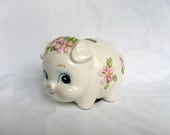 Vintage piggy bank - child's money box - hand painted piggy bank - Japanese piggy bank
