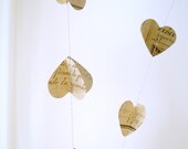 Vintage style Music hearts paper Garland, Dimentional Heart Garland, Wedding garland, Birthday Party Garland,wedding decoration,home decor