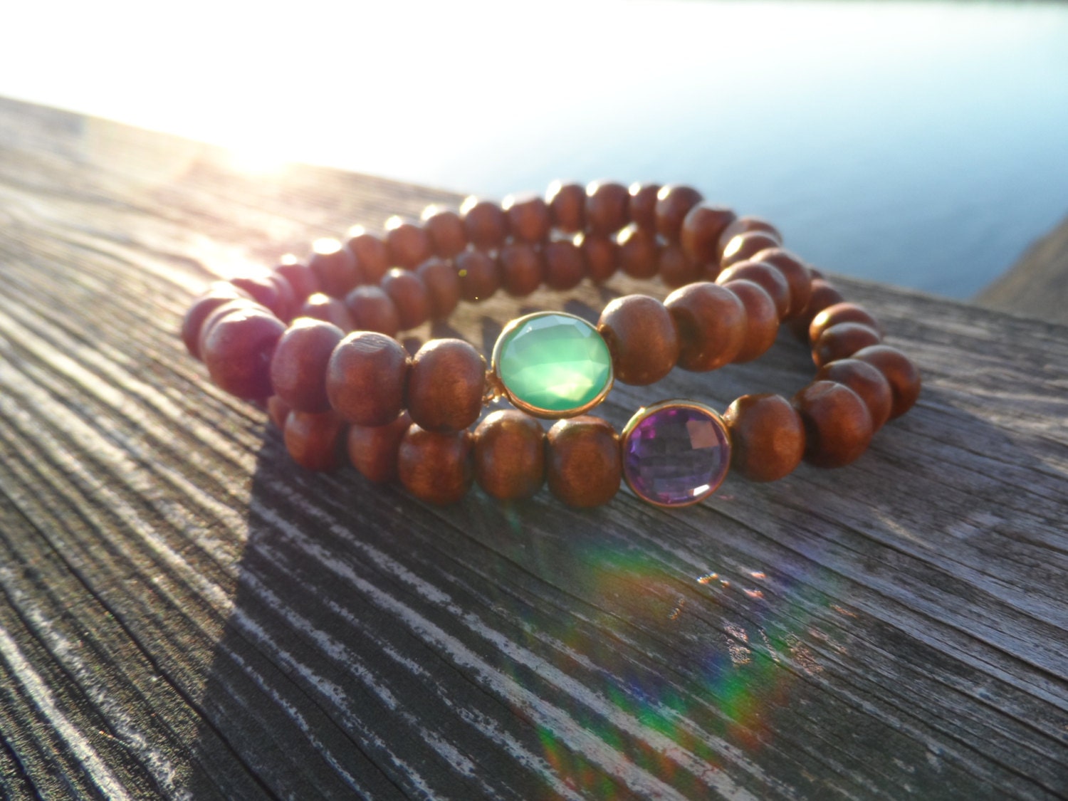 Green Onyx Wooden Bracelet