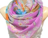 The new Paris yarn printing large scarf, cotton pastoral wind lilac long scarf, shawl, soft comfort women accessories