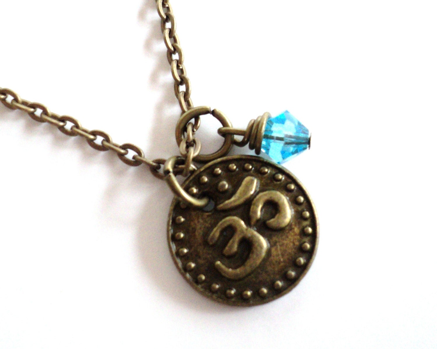 Om Necklace Yoga Jewelry Namaste Aqua Blue Bohemian Etsy Jewelry Valentines Mothers Day Earthy Unique Gift For Her or Him Under 20 Item T84