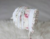 baby bonnet, simply from white and with flowers pattern cotton fabric , newborn Photo prop, baby hat, vintage girl