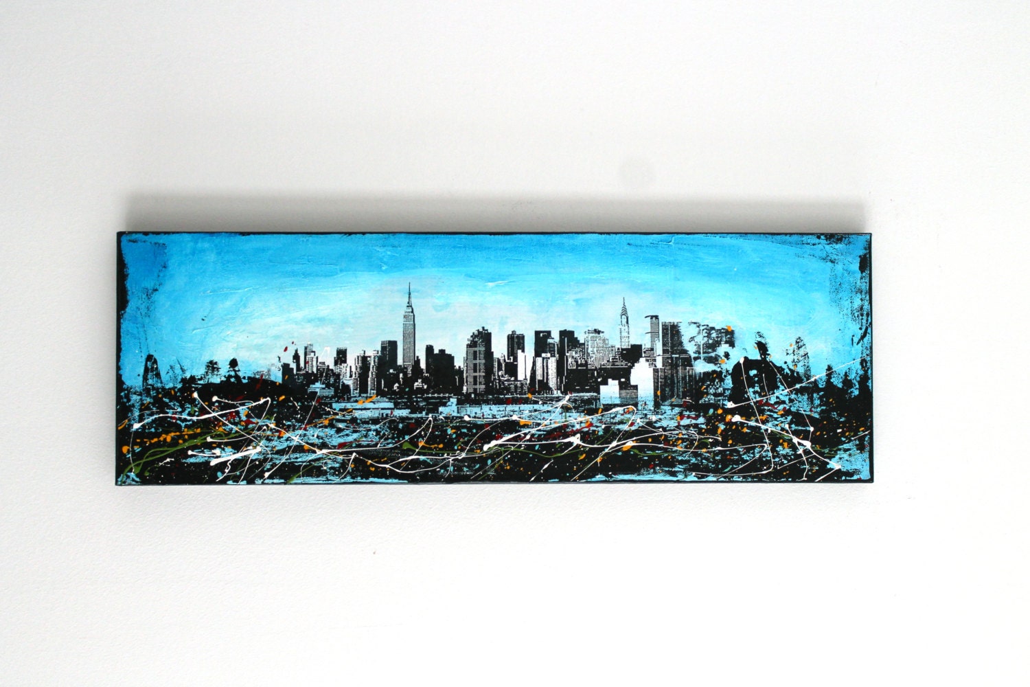 NYC Mixed Media Art 8x24" New York City Skyline (various colors)