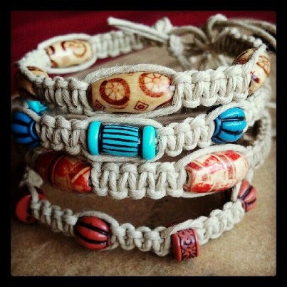 Tribal Beaded Hemp Bracelet