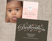 Christian Baby Dedication Christening Photo Invitation - Baby Girl - Two Sided