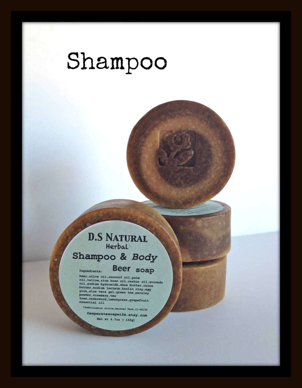 Herbal shampoo bar,all natural,beer,cold processed and handmade