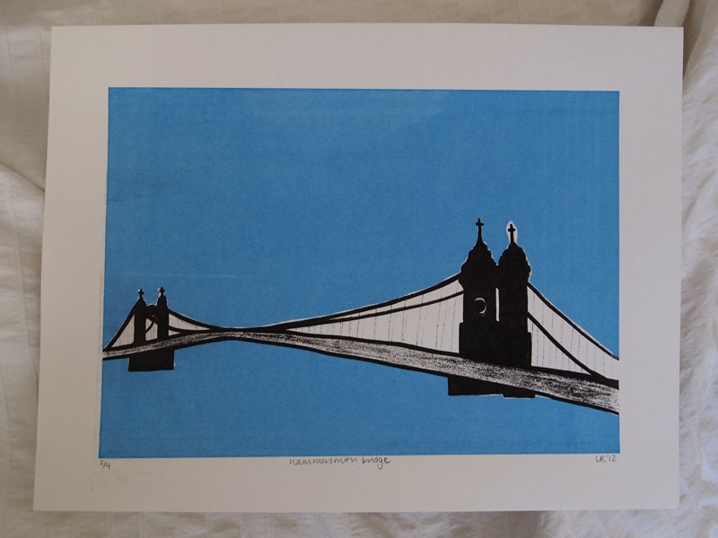 Hammersmith Bridge, London, UK Screenprint - Limited Edition of 4