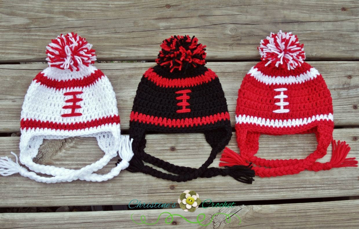 INFANT-  Husker Football Beanie with Pom & Braids
