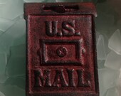Treasury Item - WAY COOL Antique Cast Iron Red Post Office Mail Box Coin Bank - andersonhs