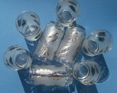 Vintage Libbey Silver Foliage Frosted  Beverage Highball Collins Spacesaver Glasses  - Set of 8