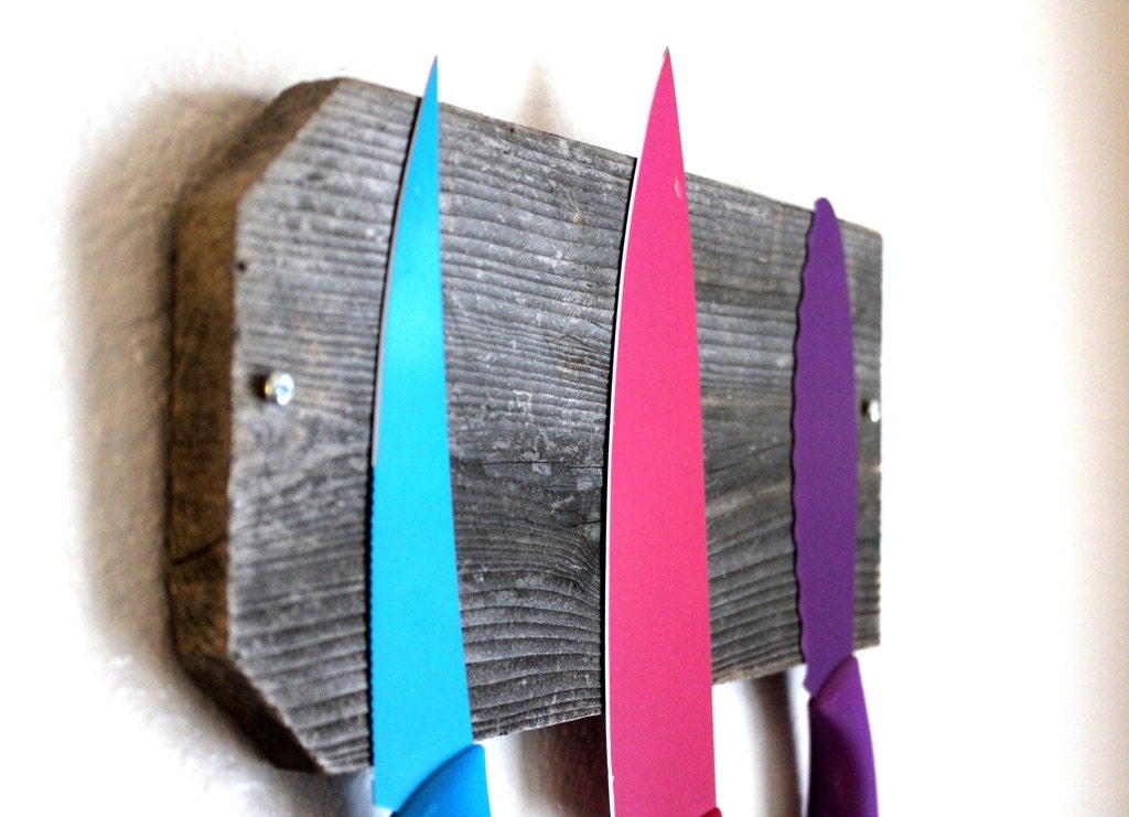 Knife Rack - Magnetic Rack - Reclaimed Barnwood Knife organizer