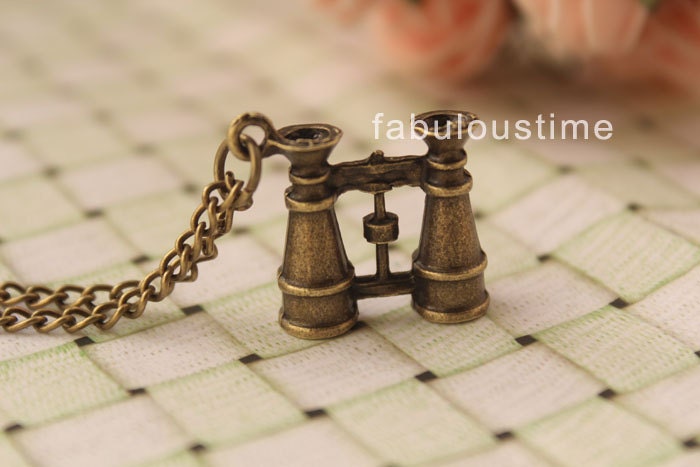 binocle necklace,retro bronze 3D binocle,alloy necklace---N106