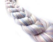 Blended Merino wool tops - Tussah silk - - Roving - 100g - 3.5oz -  COBWEB - White - grey - pearl -  blue - lilac - Shimmer fiber - sparkle