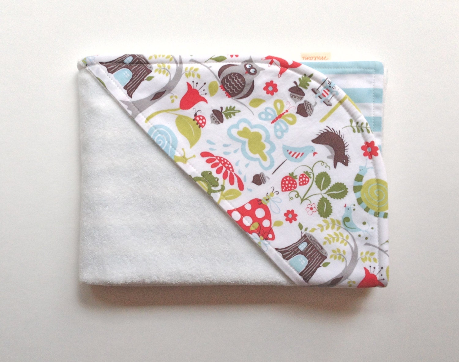 elfin forest blue & stripes organic baby terry hooded towel and washcloth set