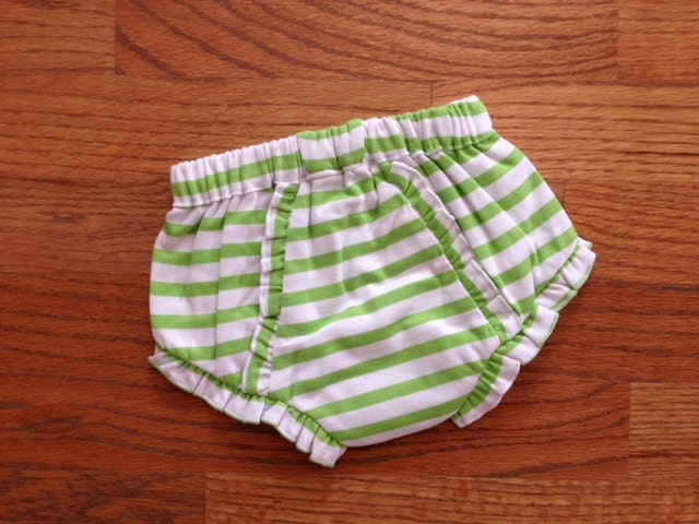 Monogrammed Green Striped Infant Bloomers