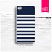 iPhone 4 and iPhone 4S case Navy Blue and Geometric White Stripes C38