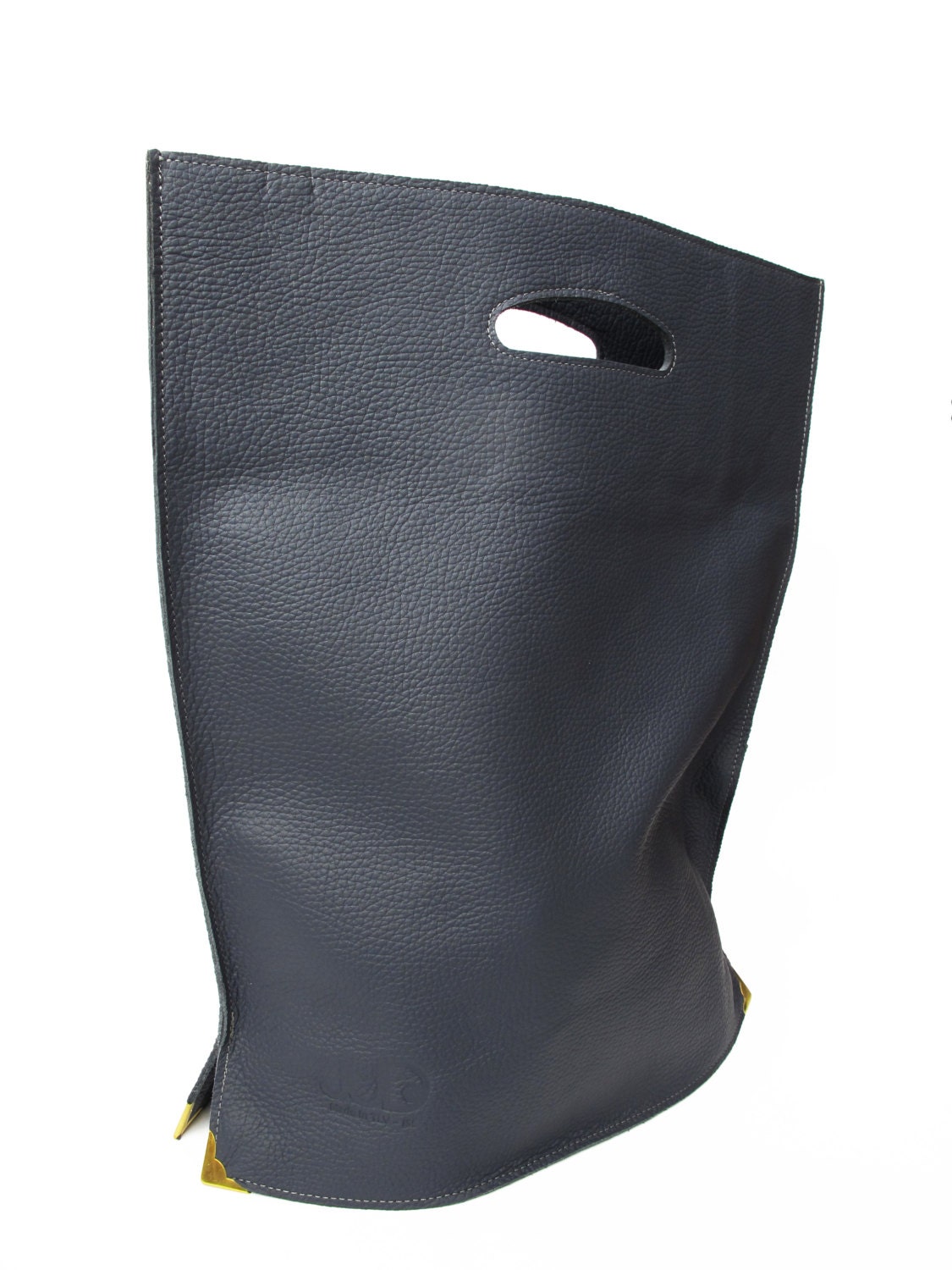 Leather hand bag, Clutch, Navy color, JUD Hand made, Premium , Hipster ,leptop, Luxury Bag - JUDtlv