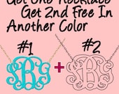 Monogram  Necklace PROMOTION Buy One Get one Free Hand Made Custom Initials Personalized Jewelry Acrylic Turquoise