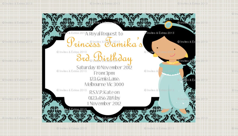 Printed Arabian Princess Personalised Invitations Il_170x135