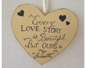 Handmade Shabby Chic Love Wedding Heart Plaque Sign