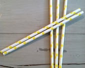 Yellow Dot and White Striped Paper Party Straws (25)