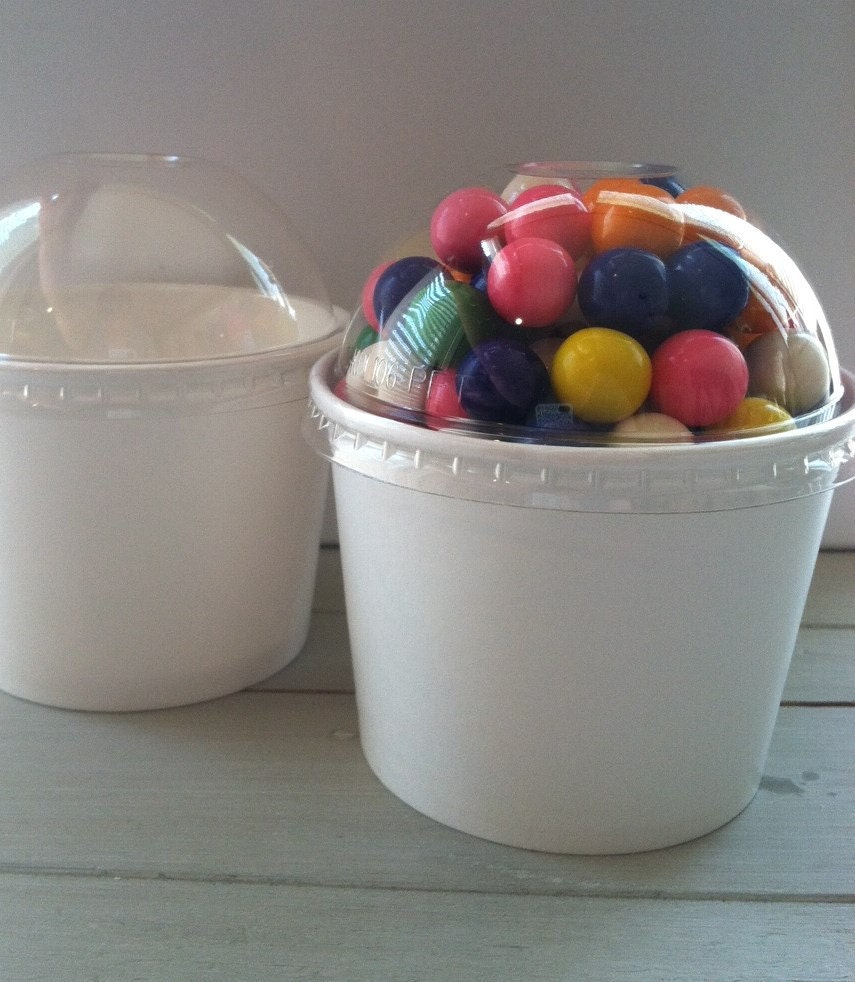 12oz Hot or Cold Ice Cream Paper Party Favor Cups with Clear Dome Lids and PDF label(12)