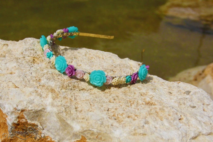Multicolor floral hair band 1, Flower hair band, Floral headband