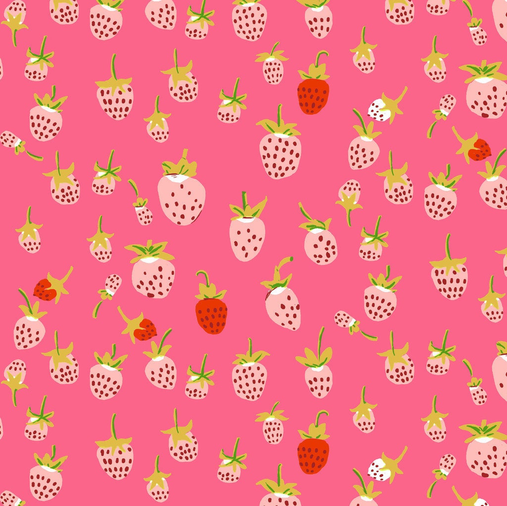 PRESALE - Briar Rose Fabric Collection - Heather Ross for Windham - Briar Rose Strawberry in Pink - Half Yard