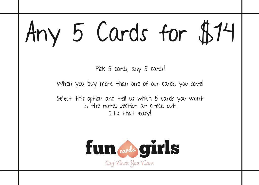 Funny Cards, Any 5 cards  - Your Choice