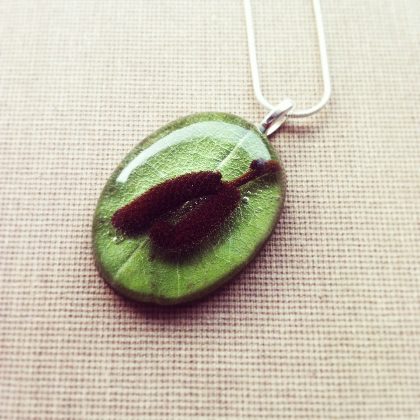 Real Leaf and Seed Pendant Rustic Woodland Necklace Botanical Resin Jewelry Nature Inspired OOAK Silver 925 Chain