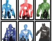 Superhero Poster Collection: Captain America, Iron Man, Hulk, Thor, Superman, and Batman - 18x24