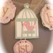 Happy first 1st Birthday Banner girl birthday party sign decorations shabby chic vintage style birdcage bird