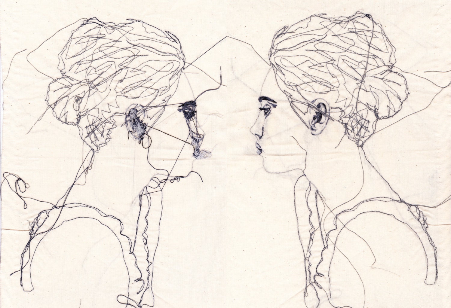 Illustrated Embroidered Doppelgänger Postcard