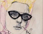 Illustrated Embroidered Face Postcard